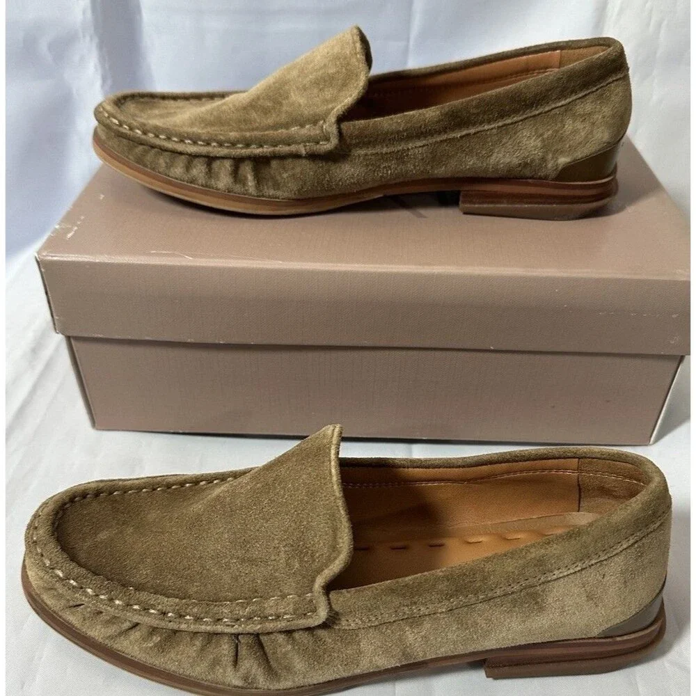 SARTO Franco Sarto Women's A. Gina Moc Toe Classic Loafer Tan Suede Sz 6M